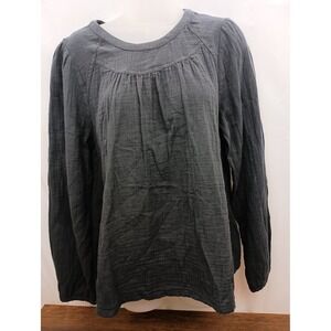 Gap Womens Long Sleeve Double Gauze Cotton Blouse Charcoal Grey Size M NWT